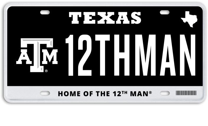 Black Texas A&M License Plate