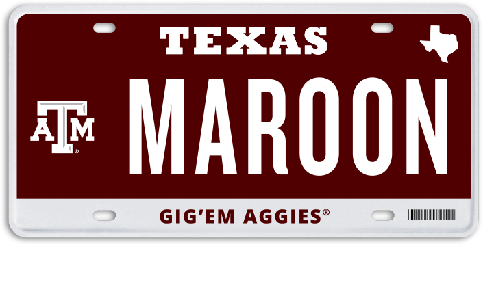 Maroon Texas A&M License Plate