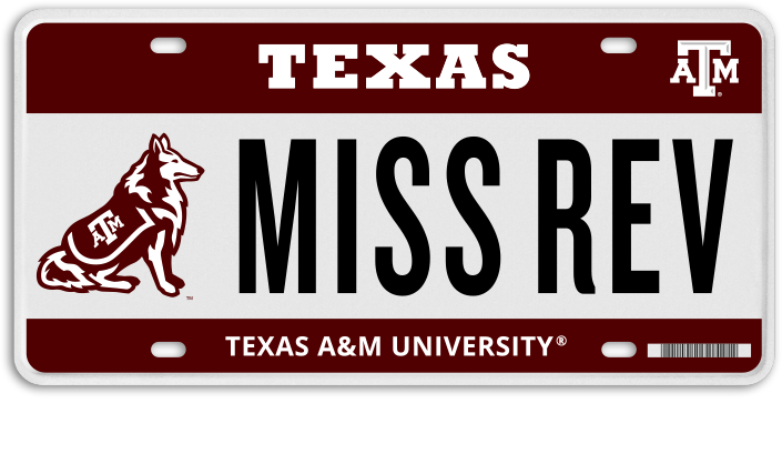 Reveille Texas A&M License Plate